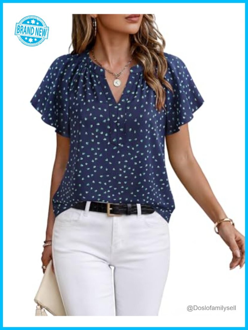 Womens Summer Chiffon Blouse Short Sleeve V-Neck Business Casual Top